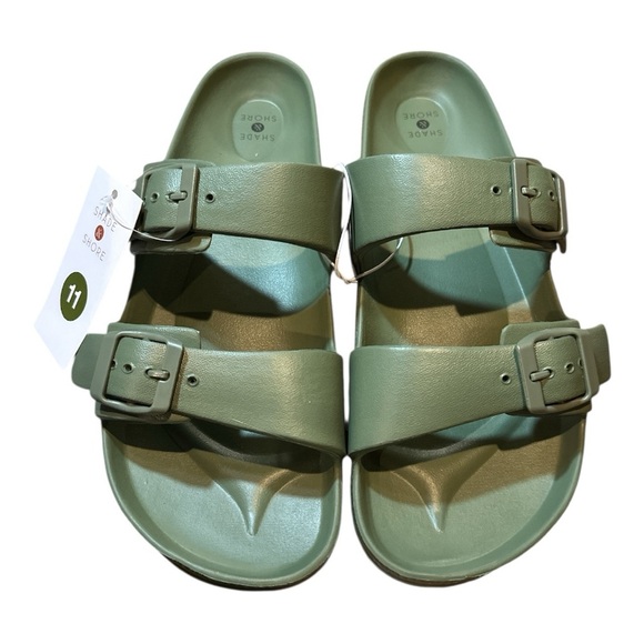 Shade & Shore Women’s Double Buckle Sandals – Green – Size 11 – NWT - Picture 1 of 7
